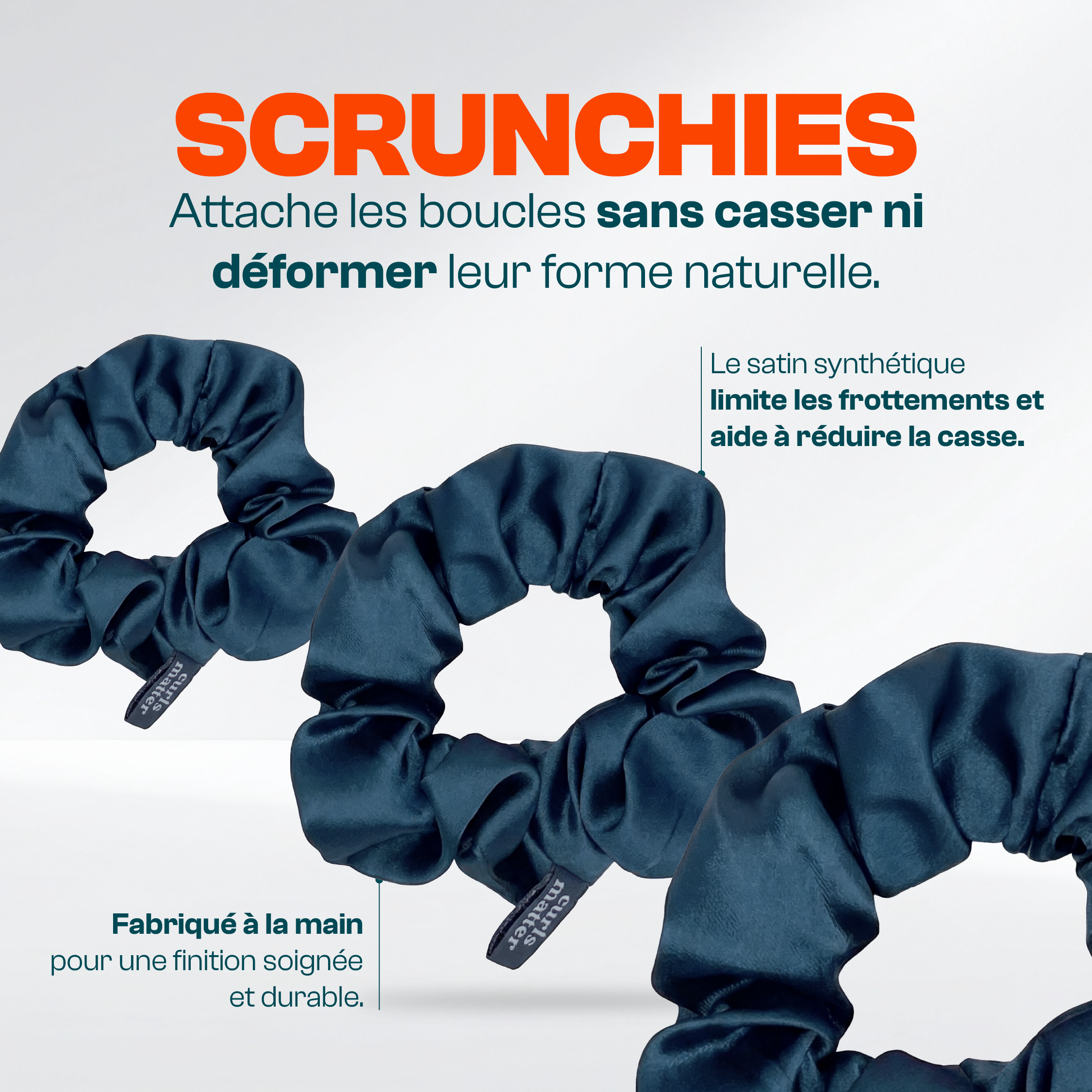 Pack 3 Scrunchies en satin synthétique – Curls Matter