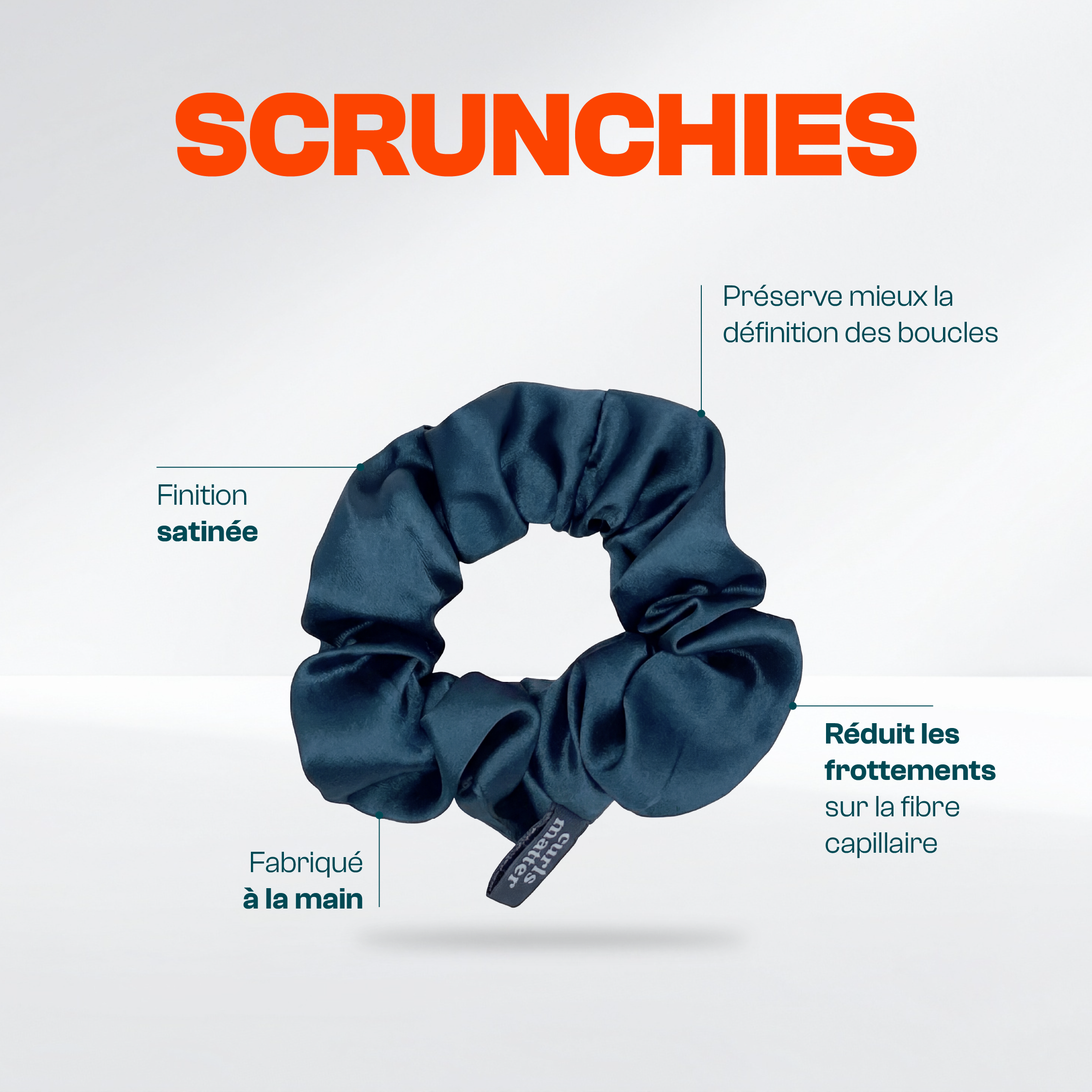 Pack 3 Scrunchies en satin synthétique – Curls Matter